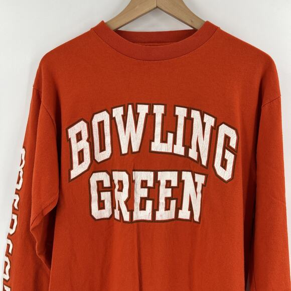 Vintage Bowling Green State University Shirt Men Large Orange Sleeve Print BGSU - Picture 2 of 11